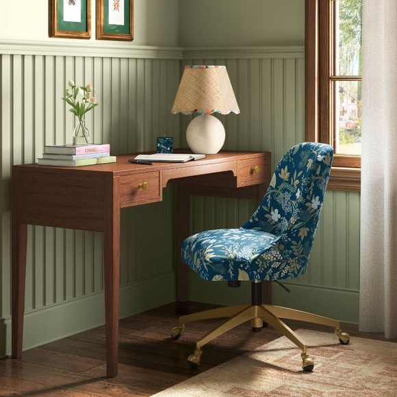 Round Table Lamp Natural Shade with Garden Party Trim - Rifle Paper Co. - Picture 2 of 8